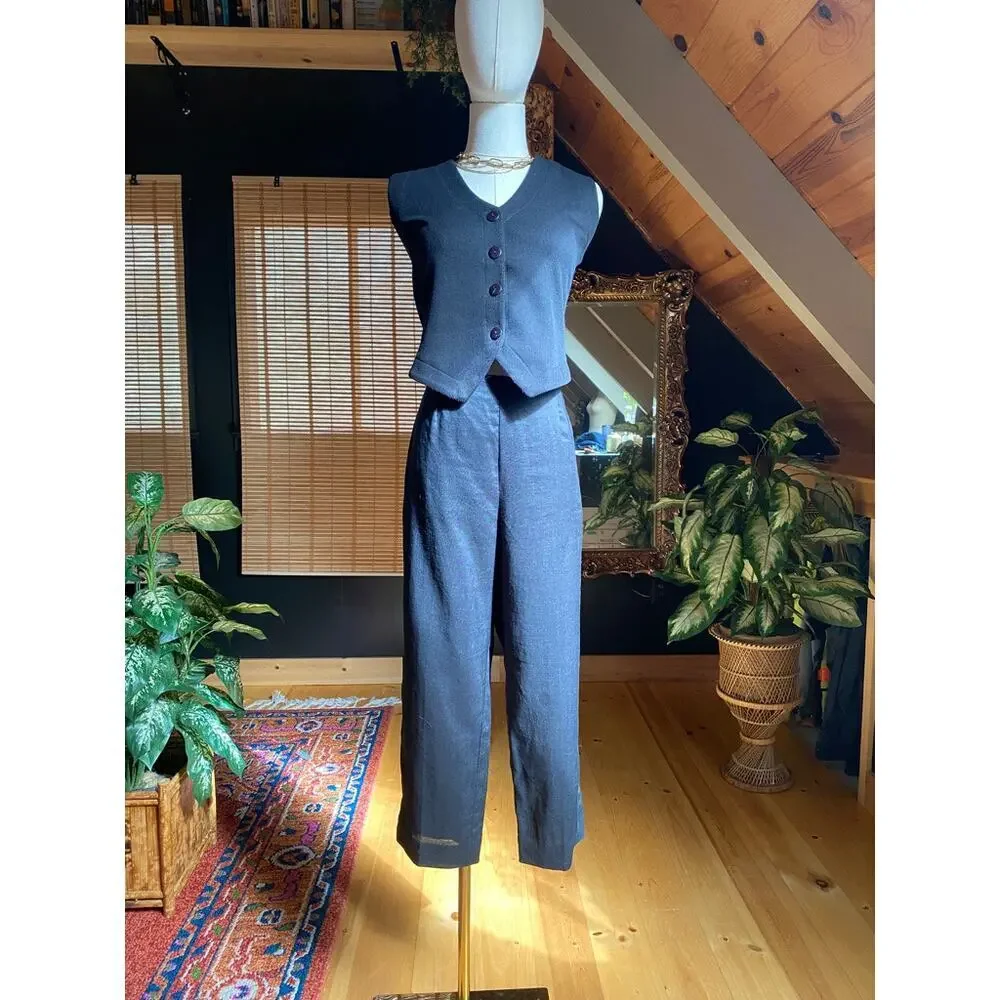 Linen Pant Cropped Black